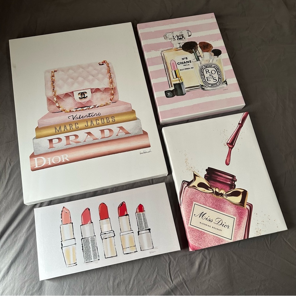 girly canvas print wall decor makeup beauty theme